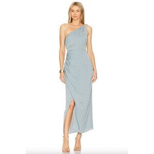 Favorite Daughter The Singles Table Asymmetric One Shoulder Dress Slate Blue 18